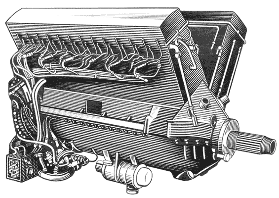 Поршневой двигатель жидкостного охлаждения АМ-34.