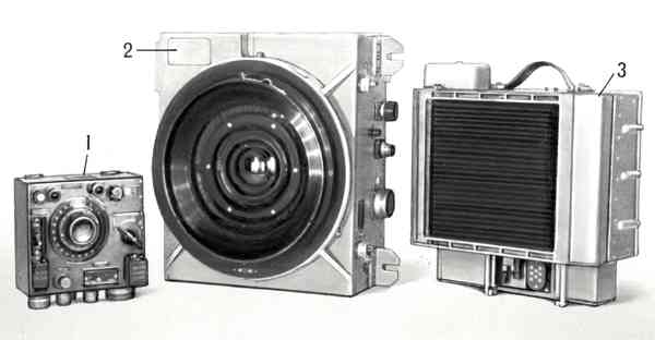 Аэрофотоаппарат:1 — пульт управления;2 — аэрофотокамера;3 — кассета.