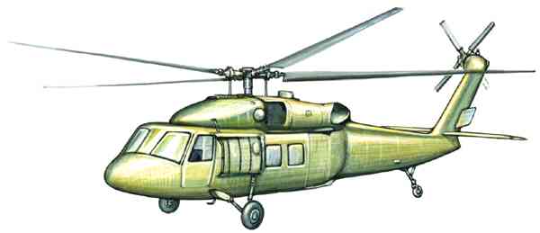 Многоцелевой вертолёт Сикорский UH‑60A «Блэк хоук» (США).