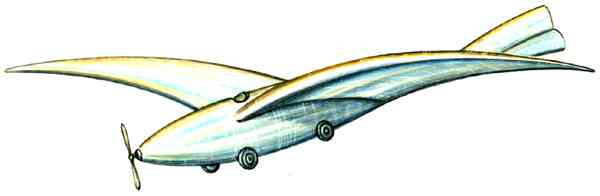 Проект цельнометаллического самолёта К. Э. Циолковского (1894, Россия).